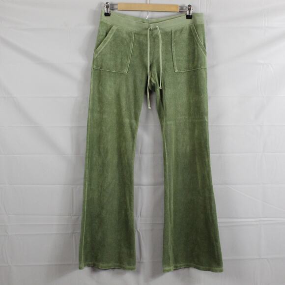 Vintage Y2K Juicy Couture M L Terry Cloth Tracksuit Flare Green Cargo Pocket - Picture 10 of 16